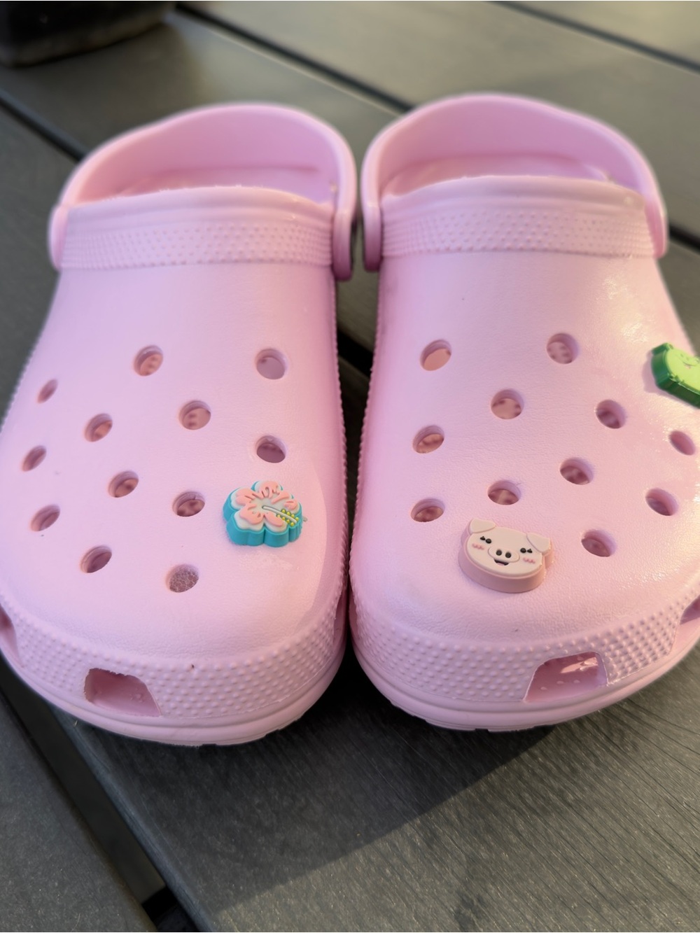 CROCS Light Pink Women’s Size 10 Slip-On Clogs with Charms - Picture 4 of 9